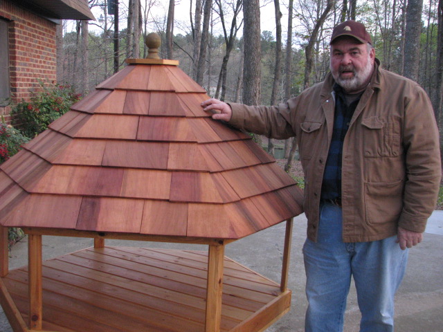 Winston with just completed 6' diagonal Floating Gazebo
